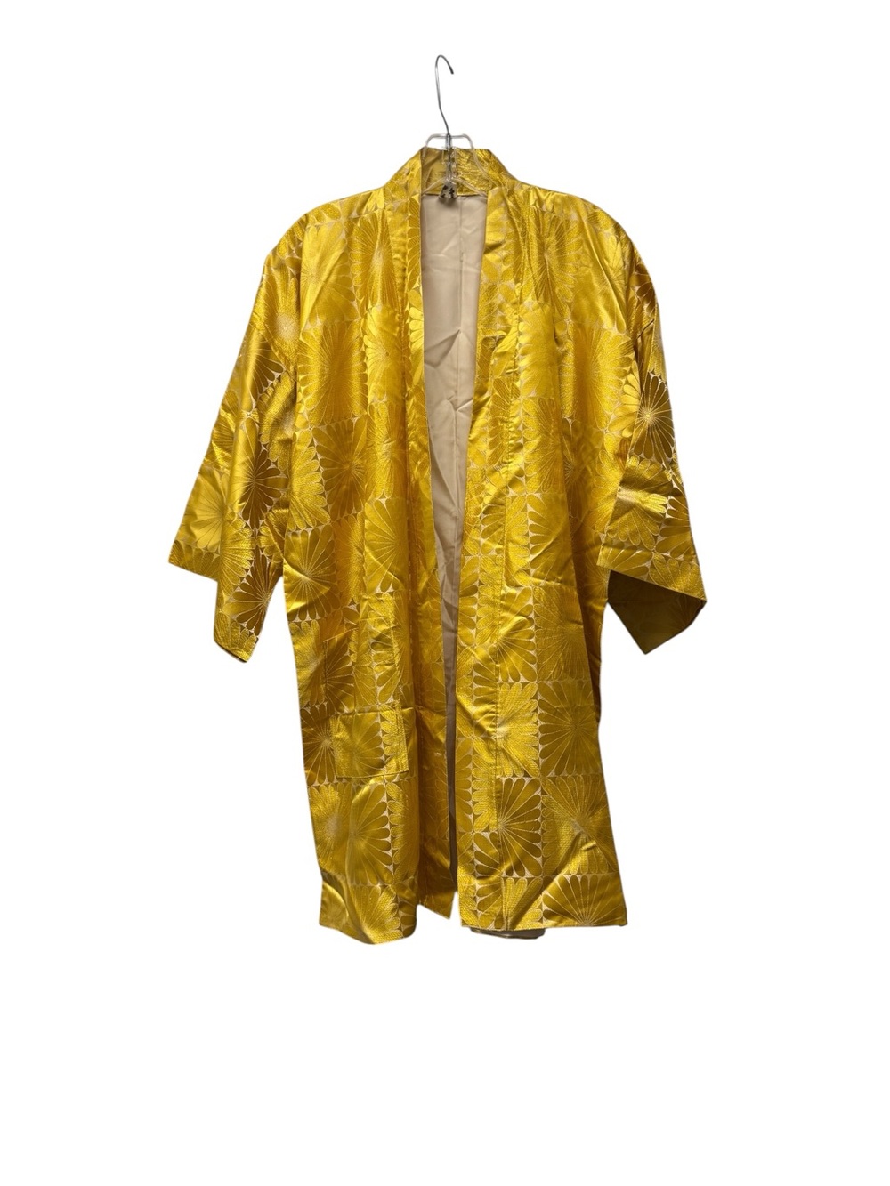 Japanese Silk Kimono Jacket - Bright Yellow Gold